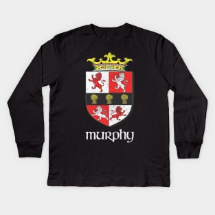 Murphy / Faded Style Family Crest Coat Of Arms Design Kids Long Sleeve T-Shirt